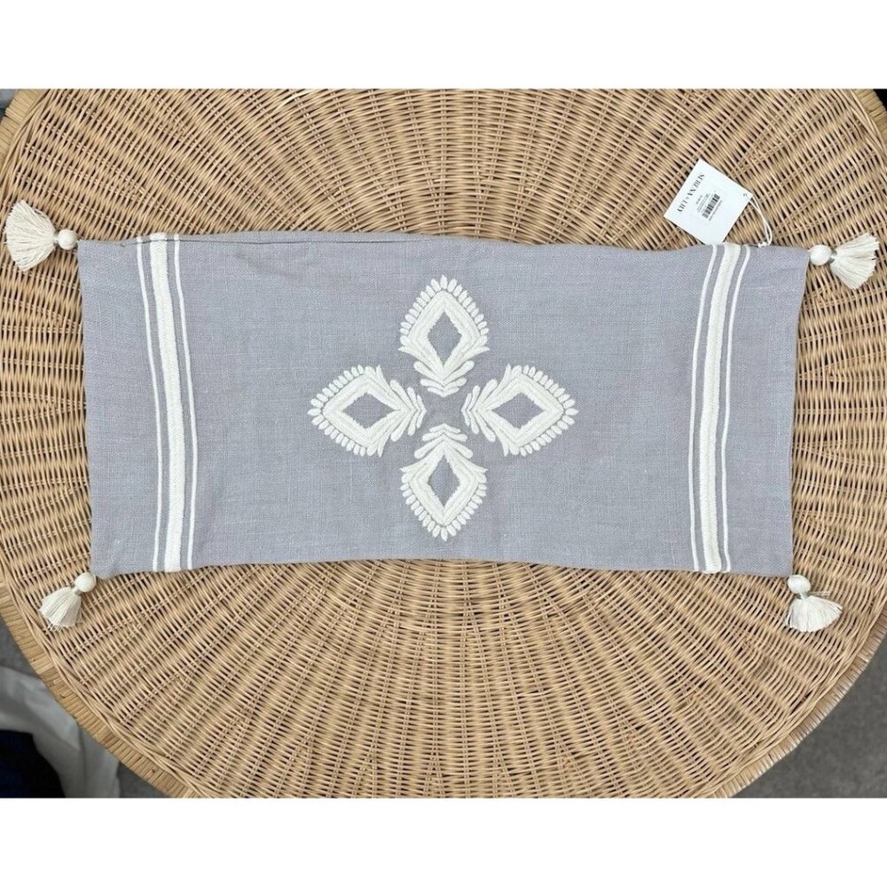 NEW Serena & Lily Leighton Pillow Cover (14”x30”)-Smoke Grey